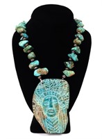 Large Turquoise Native American Necklace with Ster