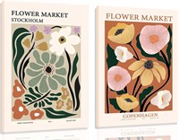 ANVOTIG Flower Market Wall Art Canvas Print Poster