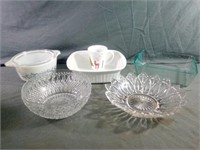 Pyrex Lidded 1.5L, Clear Pyrex 2.6L, Corning Ware