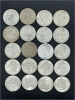 20 - uncirculated Morgan silver dollars