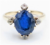 Ladies 10K Yellow Gold Sapphire Cocktail Ring