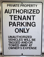 AUTHORIZED TENANT PARKING SIGN, 24' X 18"