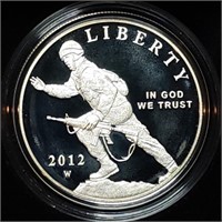 2012 W US Infantry Proof Silver Dollar MIB