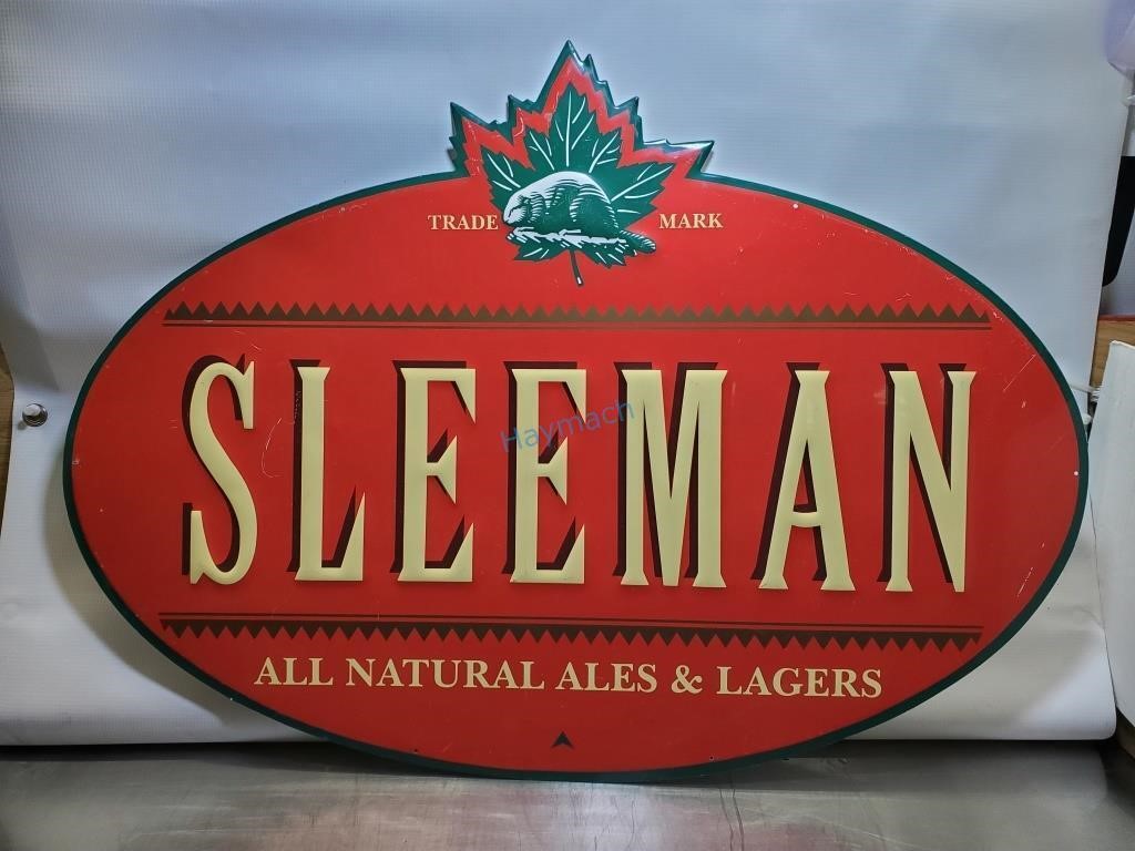 SLEEMAN TIN SIGN, 31" X 22.5"