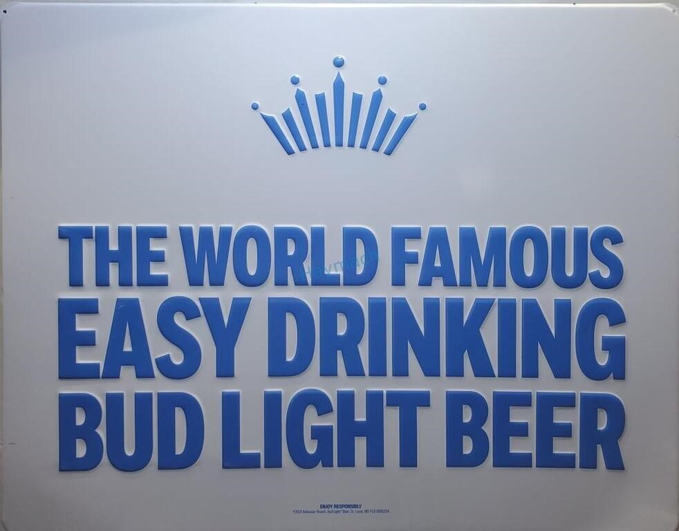 BUD LIGHT BEER TIN SIGN, 23.5" X 18.75"