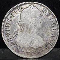 1776 Charles III Spanish Silver 2 Reales Pillar