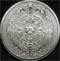 1 Troy Oz .999 Silver Aztec Calendar Round BU