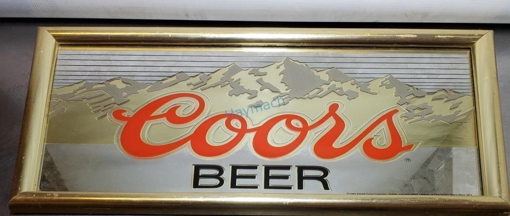 COORS BEER FRAMED MIRROR, 25" X 15"