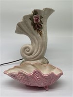 (2) Ceramic: Cornucopia Lamp & Clamshell Dish