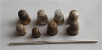 Thimbles (8), advertising & one is sterling