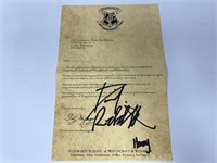 Autograph COA Harry Potter Letter