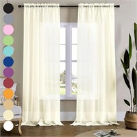 MYSTIC-HOME Sheer Curtains 84 Inches Long, Rod Poc