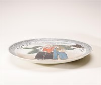 Pastel figure plate during the Cultural Revolution