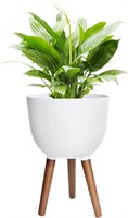 10 Inches Plant Pot with Legs, Modern White