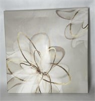 Neutral Canvas Art with Flowers & Metallic Accents