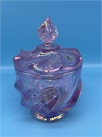 Fenton Pink Opalescent Jar With Lid