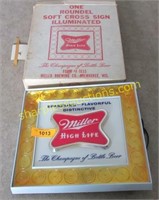 Vintage advertising Miller pub light in original