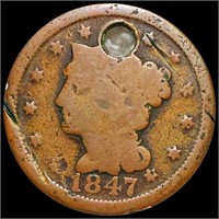 1847 Braided Hair Large Cent NICELY CIRCULATED