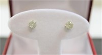 1ct diamond solitaire earrings in yellow gold