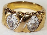 11 - 18kt GOLD DIPPED SILVER & WHITE TOPAZ RING