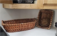 Nice Large Rattan Basket & 2 Smaller Woven Baskets