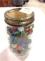 Pint Jar of Assorted Marbles
