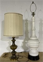 (A) Brass and Porcelain Table Lamps 42” and 32”