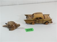Wooden Handmade Car and Sea Turtle