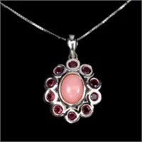 Natural Unheated Oval Pink Opal & Rhodolite Garnet