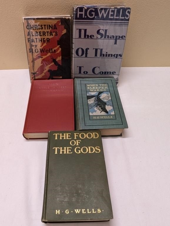 OLD H.G. Wells book lot of 5