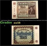 1922 Germany (Weimar) 5000 Marks  Post-WWI Hyperin
