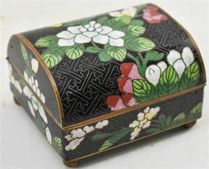 Antique Chinese Brass & Cloisonné Hinged Box