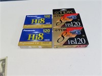 (4) New HI-8 8mm Cassette Recording Tapes