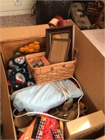 Box lot of assorted craft and yard sale items