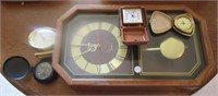 Quartz wall clock, (4) vintage alarm clocks, Baby