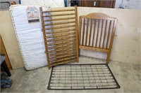 Vintage Oak Spindle Crib w/Mattress