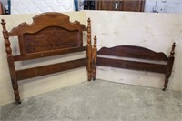 Vtg. Wooden Headboard & Footboard