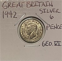 Great Brit. 1942 Silver 6 Pence