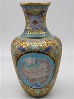 UNIQUE CHINESE CLOISONNE FLOWER VASE 15IN TALL