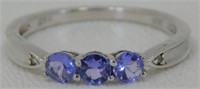 3 Stone "Tanzanite" 925 Sterling Silver Ring -