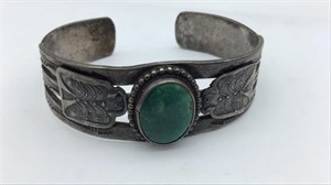 Vintage sterling silver and turquoise cuff