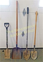 Shovels: 2 Round Point, Flat Nose, Balling Spade