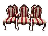 6 HEAVY CARVED SOLID MAHOGANY FRENCH STYLE CHAIRS