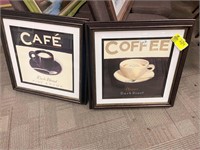 TWO FRAMED COFFEE AND CAFÉ PICTURES