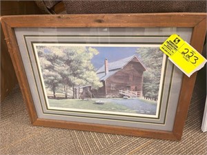 GREEN FRAMED MILL PAINTING BY C DESMOND