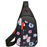 Colorful Floral Print Sling Backpack, Fashion Nyl