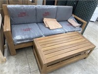 2 pc teak wood patio sofa and table MSRP 1499