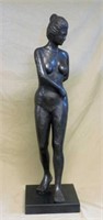 Female Figural Nude Statue on Marble Base.