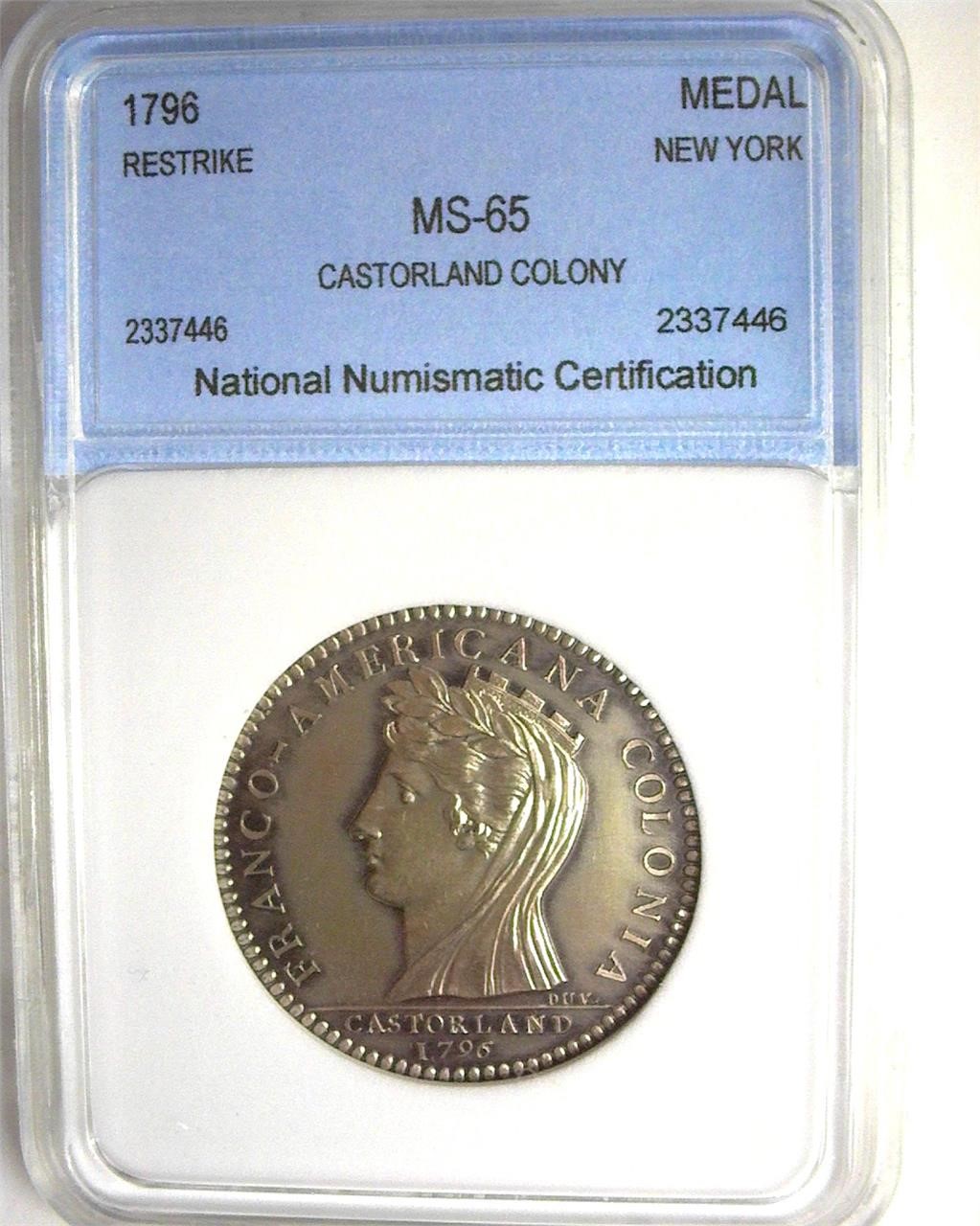 1796 Medal NNC MS65 Restrike Castorland Colony