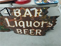 Vintage Bar, Liquors & Beer Enameled Sign